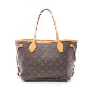 LOUIS VUITTON Brown Monogram Leather Neverfull PM Tote Bag